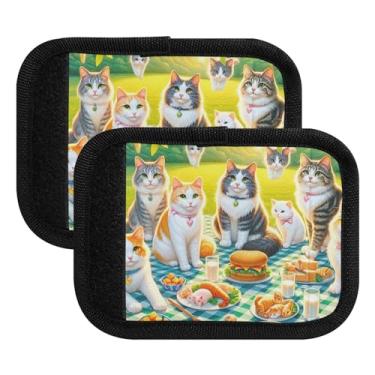 Imagem de Piquenique gatos envoltórios alça de bagagem etiquetas de bagagem de neoprene marcadores de bagagem para viagem de aeroporto, mala de viagem, mala de viagem, mala, carrinho, pacote com 2