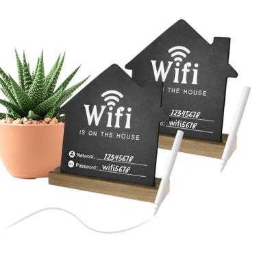 Imagem de Sinal de senha Wi-Fi para convidados domésticos (Black House 2 peças, 15 cm x 15 cm)