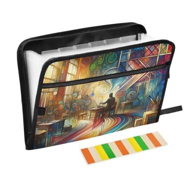 Imagem de Pasta de arquivo expansível de pintura xadrez A4 para documentos em papel para tamanho carta e tamanho A4 para material de escritório escolar