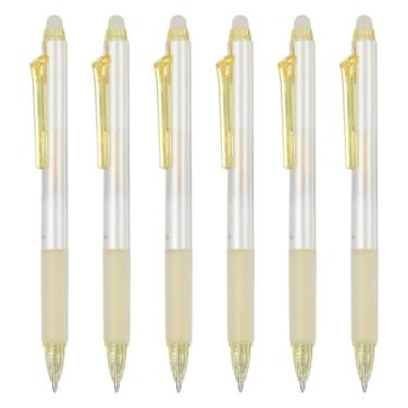 Imagem de PATIKIL 6 canetas de gel apagáveis, canetas de gel retráteis com glitter de 0,7 mm, apagáveis ao calor, marcadores de escrita suaves com aroma de morango para scrapbook, pintura, escrita, amarelo