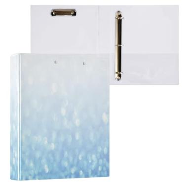 Imagem de Prancheta de transferência de fichário azul com glitter arco-íris gradiente com 3 anéis para escola e escritório, pacote com 2