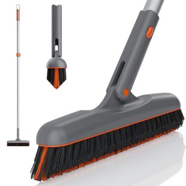 Imagem de Eazer Escova de argamassa de 139 cm com cabo longo, ferramenta de limpeza de argamassa de azulejo de rotação de 180°, limpador de chuveiro em forma de V, cerdas rígidas para limpar a parede do