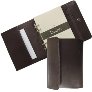 Imagem de Pasta Executiva Agenda Em Couro Fichário Com Refil A5 Raffai (Café)