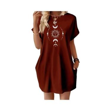 Imagem de Vestido Casual De Verão plus Size Para Mulheres Com Estampa De Sol, Lu