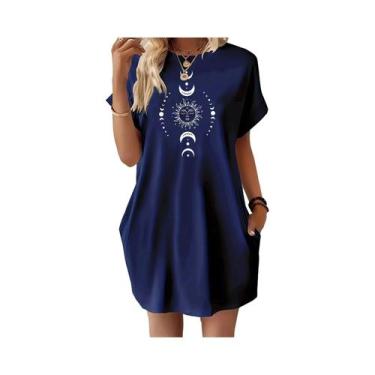 Imagem de Vestido Casual De Verão plus Size Para Mulheres Com Estampa De Sol, Lu
