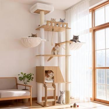 Imagem de Hey-brother Árvore de madeira para gatos, 185 cm, BT MPJ121BT