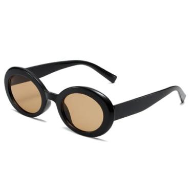 Imagem de Óculos de Sol UV400 - Formato Oval em Gelatina, Cor Chá Claro Degradê, para Homens e Mulheres, Ideal para Esportes ao Ar Livre, Corrida e Ciclismo, Cor Preto Chá Claro