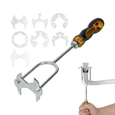 Imagem de Chave Multifuncional para Pia,Chave de Pia de Aço Ajustável para Espaços Apertados,Ferramenta de Encanamento de Torneira de Bacia | Destinado a Banheiro Cozinha Casa Vaso Sanitário e Espaços Apertados