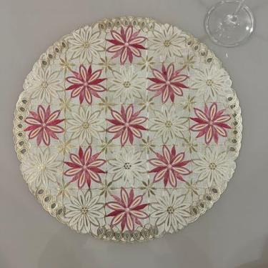 Imagem de Jogo Americano Mesa Posta Impermeável Redondo ou Retangular para Jantar e Eventos – Kit 4 ou 6 Lugares Decorativo Luxo (42. Flor da Vida,6 unidades)