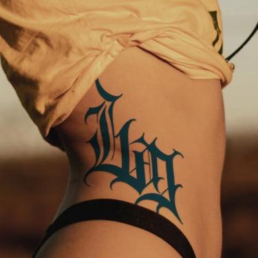 Imagem de Tatuagens minimalistas semipermanentes de suco de ervas "LOVE" com fonte floral, tatuagens masculinas, 7 a 14 dias, sem queda, não refletivo, ombro, pescoço, cintura, corpo, tatuagem, adesivos, 1 peça