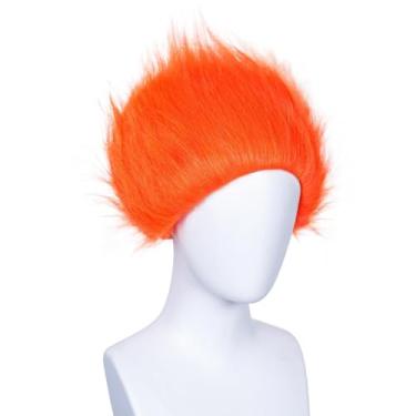 Imagem de Touca de cabelo + peruca laranja louca perucas engraçadas cosplay pelucas para Payasos, peruca laranja curta para anime, cosplay, perucas engraçadas para homens, roupa de festa de fantasia de