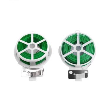 Imagem de Amarra plantas verdes com cortador, fio de jardim resistente para suporte de plantas - Fio flexível e à prova de ferrugem para tomates, videiras, arbustos - Interior e O (Tamanho: 20 m e 50 m um