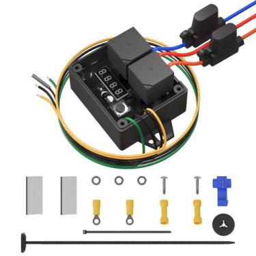 Imagem de Controlador Digital Duplo Ajustável Para Ventilador De Radiador 12V 24
