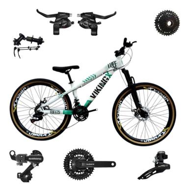 Imagem de Bicicleta 26 VikingX T25 24v Shimanos Cubo e Catraca K7 Pneu Aro 26 Balão Faixa Amarela-Unissex