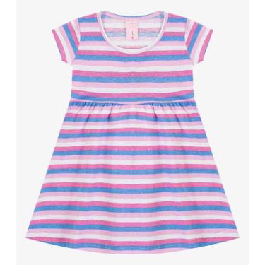 Imagem de Vestido Infantil Manga Curta Estampado Biju Kids Rosa, 3, Rosa