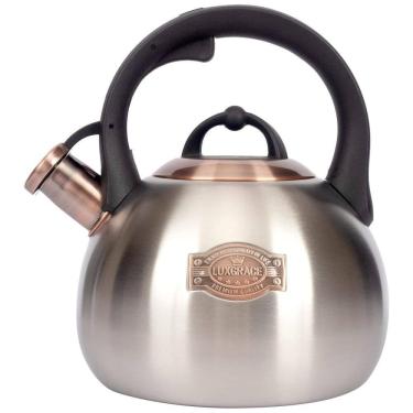 Imagem de Chaleira de Chá 3 Litros em Aço Inoxidável com Apito e Alça Ergonómica, LUXGRACE, Prata