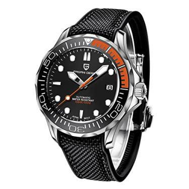 Imagem de RollsTimi Pagani Design Relógio Mecânico Masculino Relógio de Mergulho de Aço Brilhante Movimento Japonês Cristal Safira Calendário Exibição Moda Negócios NH35 Relógio 1667, Silicone laranja-1667jc