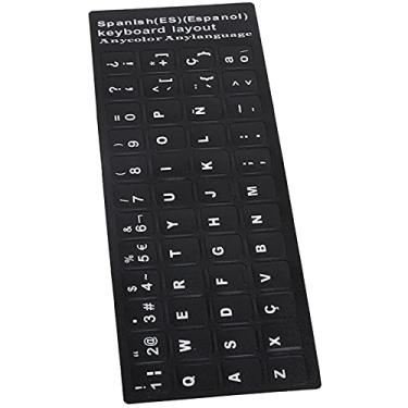 Imagem de Generic Adesivo de Teclado de Fundo Preto à Prova D'água Espanhol para Laptop Notebook Desktop 10-17 pol., à Prova de Poeira e Resistente Abrasão, para Entusiastas da Língua Espanhola