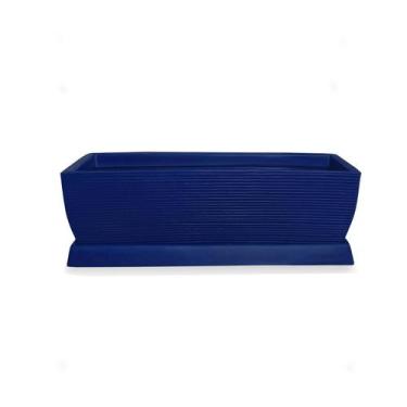 Imagem de Vaso De Planta Jardineira Polietileno 80X30 + Prato Marinho - Foster P