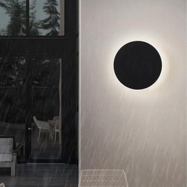 Imagem de GZZBMY Luzes de parede LED Externas IP65 Impermeável Metal Alumínio Iluminação de Parede Moderna Minimalista Arandela Redonda Interior/Exterior para Jardins Corredor Terraço Varanda (Luz Branca Preta