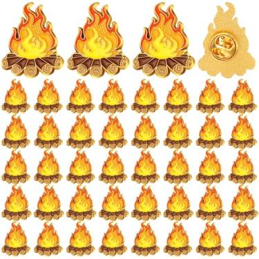Imagem de Landical Alfinetes de etiqueta de esmalte para fogueira broches temáticos de acampamento distintivo de acampamento para amantes da natureza broche exclusivo de aventura ao ar livre para caminhantes e