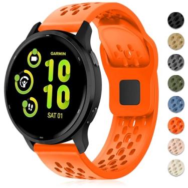 Imagem de Inhosper Pulseiras respiráveis compatíveis com Garmin Vivoactive 6/5/3/Venu/Venu Sq/Venu 2 Plus, pulseira esportiva de silicone macio de 20 mm para Garmin Forerunner 55/165/245/645 feminino e