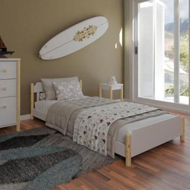 Imagem de Cama Infantil Solteiro Arredus em Madeira Maciça / MDF Branco/Natural 