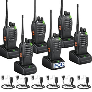 Imagem de Baofeng BF-888S Walkie Talkies Pacote com 6 Rádios Bidirecionais Portáteis Recarregáveis de Longo Alcance para Adultos 16 Canais com Fones de Ouvido e Lanterna de Bateria de Íon de Lítio, Certificado