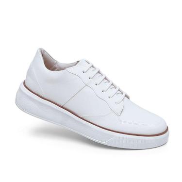 Imagem de Sapatênis Tênis Masculino Casual Branco Conforto com Sola Leve e Forro Almofadado-Masculino