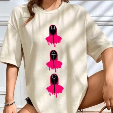 Imagem de Blusa Larga Round 6 Branca Unissex Jogo do Polvo Estampa Guardas Verme