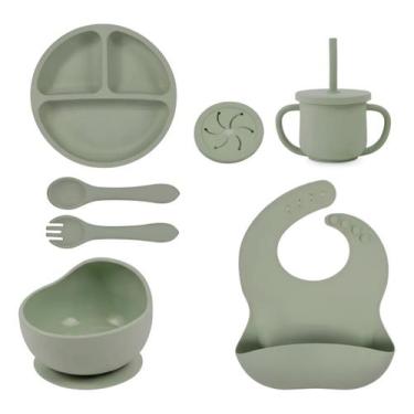 Imagem de Kit Introdução Alimentar De Silicone Para Bebê - 2W, Verde Militar