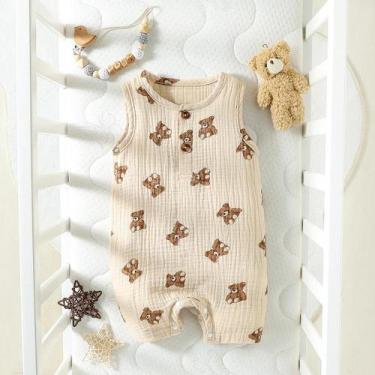 Imagem de Macacão de Algodão Infantil Sem Mangas - Estampa de Desenhos Animados 