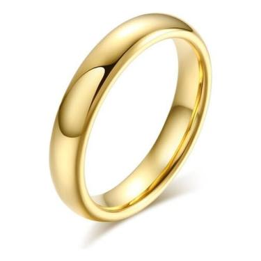 Imagem de Aliança de Noivado Casamento Tradicional 4mm Abaulada Lisa Banhada a Ouro Avulsa (29/30)