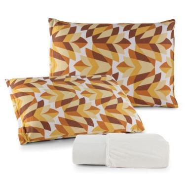 Imagem de Jogo de Lençol Casal C/ Elástico Malha 100% Algodão 03 Pçs Estampado -