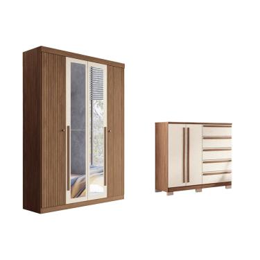 Imagem de Guarda Roupa +Cômoda 2 Peças QC321 Jatobá - Santos Andirá