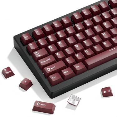 Imagem de dagaladoo Conjunto de teclas PBT Double Shot, capas de teclado vermelho escuro, teclas Cherry Profile 60 65 75 100 por cento, 126 teclas personalizadas para jogos de teclado mecânico (61/64/68/84/87