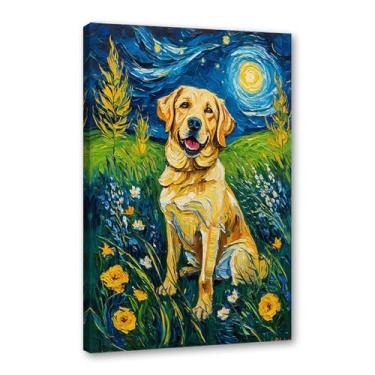 Imagem de Pôster colorido abstrato Van-Gogh com pintura a óleo floral noite estrelada impressão de animais engraçados para decoração de casa e sala de estar (SKU14,16x60 cm), emoldurado (tela embrulhada))