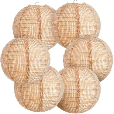 Imagem de Hortsun 6 peças de lanternas de papel de serapilheira impressas lanternas de papel chinesas redondas decorativas casa de fazenda decoração de sala de aula casa doce sala de aula festa de aniversário
