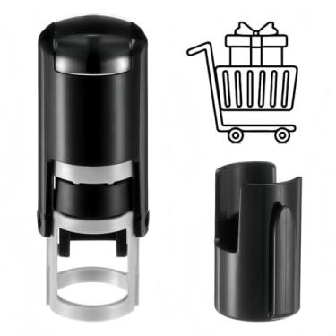 Imagem de Carimbo de cartão de fidelidade com autotinta, carimbos pretos para carrinho de compras, mini carimbos personalizados para membros, cartão de café, 12 mm, carimbo redondo (carrinho de mercearia)