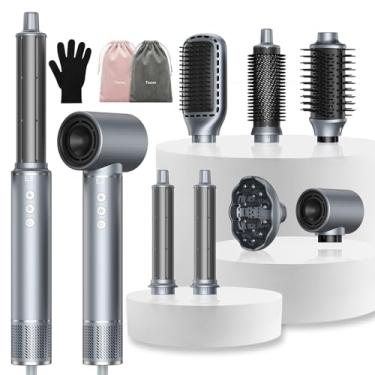 Imagem de Secador de Cabelo Profissional 8 em 1 - Modelador de Cabelo, Escova de Ar Quente com Difusor, Modelador de Cachos e Secador Iônico, Ideal para Secagem e Ondulação Rápidas em Todos os Tipos de Cabelo (Cinza-220-240V)