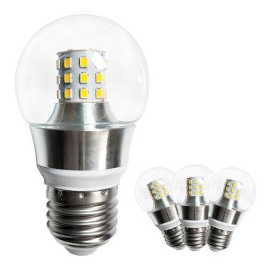 Imagem de Lâmpadas LED E27 dimerizáveis, lâmpadas LED de esfera de vidro de 7 W (equivalente a halogênio de 60 W), branco quente 3000 K, lâmpadas transparentes vintage (pacote com 4)