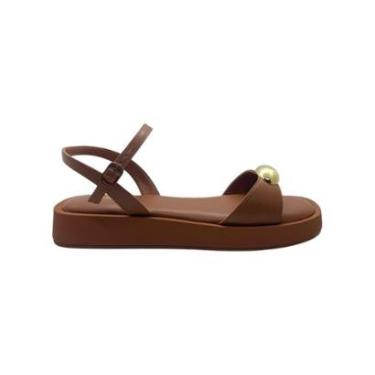 Imagem de Sandalia Feminina Anacapri Flatform Metal Marrom-Feminino