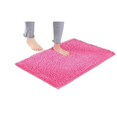 Imagem de Almofada de chuveiro quadrada absorvente macia universal, almofada de chuveiro de canto lavável para chuveiros quadrados (retangular), tapete de banheiro (vermelho rosa, 40 x 60 cm)