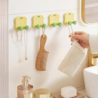 Imagem de VANRIOS 4 ganchos de parede adesivos de dopamina à prova d'água, armazenamento de plugue de cozinha sem perfuração e clipes de cabo, suporte de lâmina para chuveiro e ganchos de chave para parede (ABS