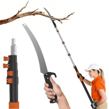 Imagem de AgiiMan Serras de haste de alcance de 4,5 m para aparar árvores, serra de vara com haste telescópica de 9 a 3 m, serra de poda com serra removível de 48 cm, cabo antiderrapante, aparador de árvores