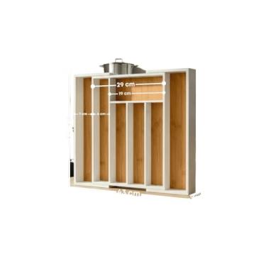 Imagem de porta talher em bambu organizador de gaveta(Extensível branco)