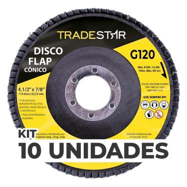 Imagem de Kit Com 10 Disco Flap Conico 4.1/2 X 7/8 Fds115-120Fc Z120