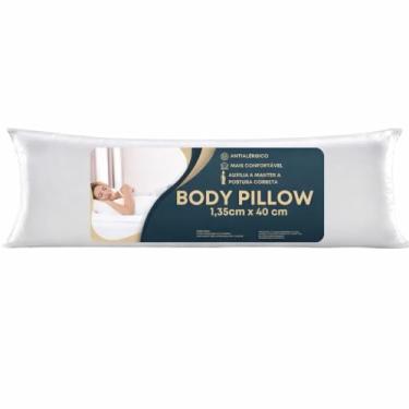 Imagem de Travesseiro de Corpo Gigante Antialérgico com Zíper, Fibra Siliconada Premium, 135cm x 40cm, Branco, 300 Fios Xuxão
