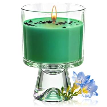 Imagem de Vela de soja rosa e cristal | Vela perfumada romântica com tempo de queima de 48 horas, natural e não tóxica | Presente perfeito de aniversário, dia dos namorados para ela (fragrância Freesia)