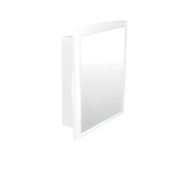 Imagem de Armário de Banheiro Suspenso com Espelho Grande Luxo Dual Porta e Prateleiras Espaçoso Design Moderno(Branco)